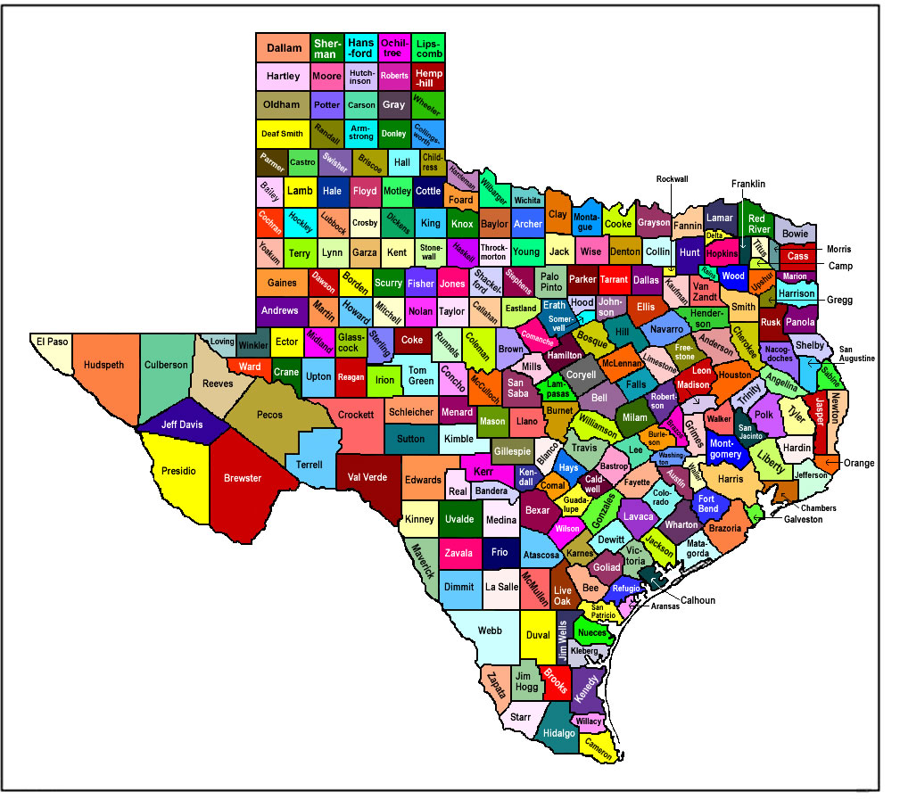 Printable Texas Counties Map