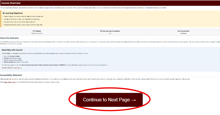 Course Front Page Example