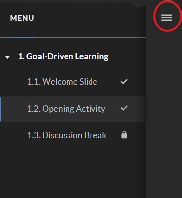Interactive Course Menu Access Button