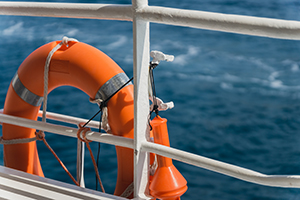 Safety throw ring on a boat